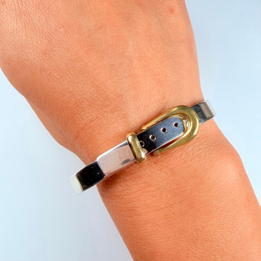 Taxco Adjustable Belt Buckle Sterling Silver 925 Vintage Mexico Bangle Bracelet - Picture 8 of 11
